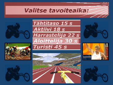 Wheelchair Racing Simulator target time menu
